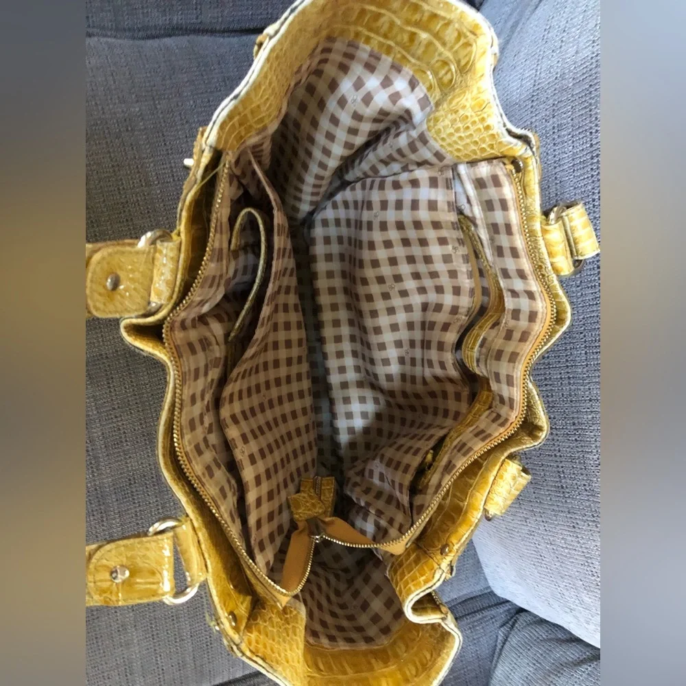 JESSICA SIMPSON Gold Faux Reptile Purse Bag